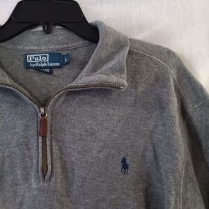 Polo Ralph Lauren 1/4 Zip Sweatshirt Gray Color Men’s Large Gray w Logo